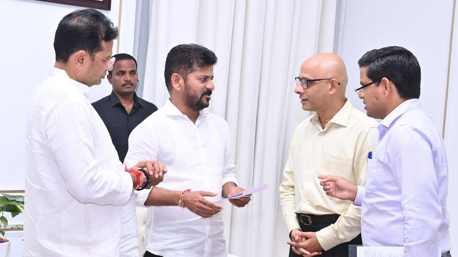 <div class="paragraphs"><p>Kaynes Technology CEO Panicker with Telangana CM Revanth Reddy during their recent meeting.&nbsp;</p></div>